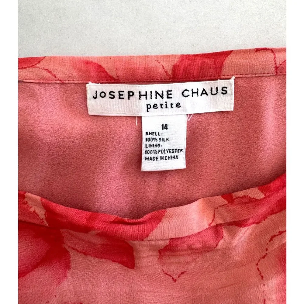 Josephine Chaus 100% silk skirt spring summer floral easter casual women 14p